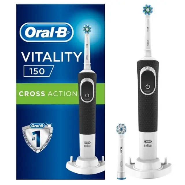Oral-B Vitality 150 Cross Action Black Επαναφορτιζόμενη Ηλεκτρική Οδοντόβουρτσα με 2 Ανταλλακτικά 1 (τμχ)