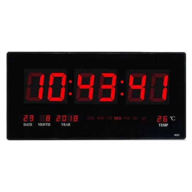 JH-4622 Ρολόι Τοίχου Ψηφιακό Πλαστικό Μαύρο 45x21cm