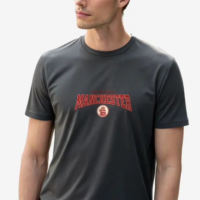 T-shirt Noshame® Ανθρακί με τύπωμα Manchester - 122559 - XXL