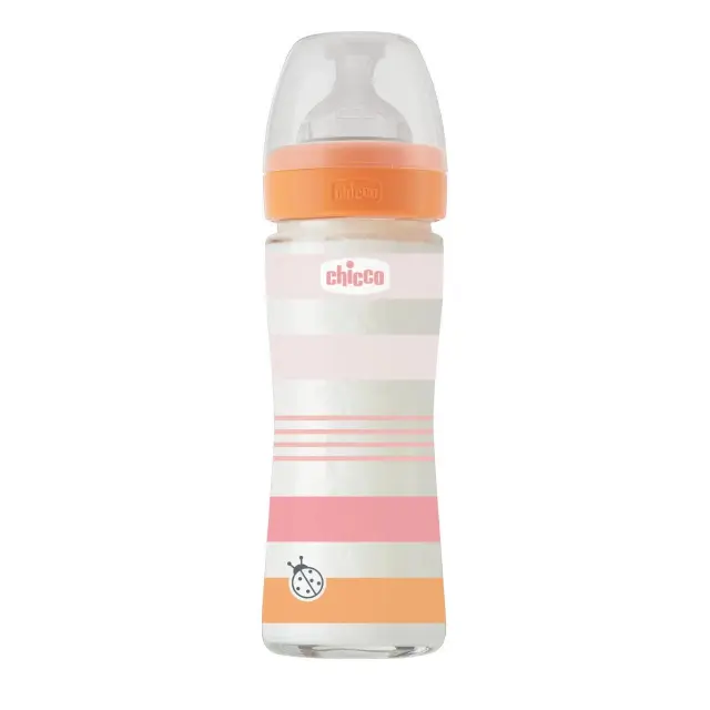 Chicco Γυάλινο Μπιμπερό Well Being Κατά των Κολικών με Θηλή Σιλικόνης 240ml για 0+ μηνών