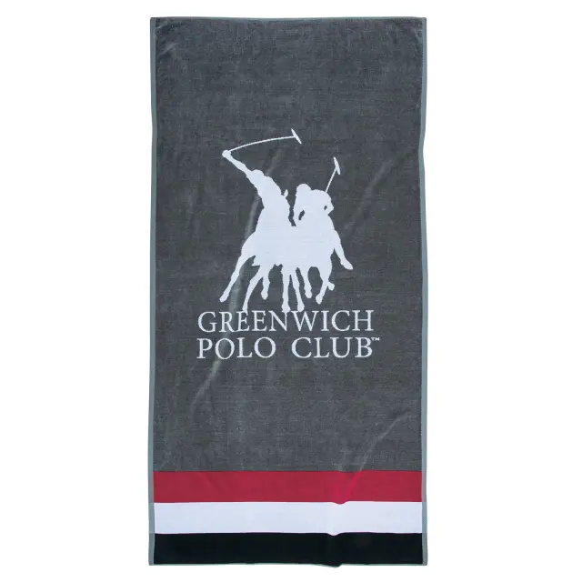 Πετσέτα Θαλάσσης 90x180 400gsm Greenwich Polo Club 3867 Γκρι-Κόκκινο-Λευκό 100% βαμβακερό