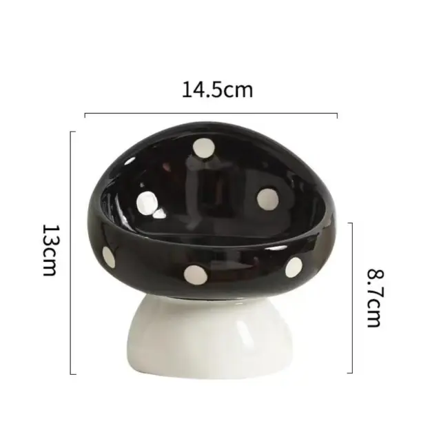 Υπερυψωμένο Κεραμικό Μπολ Μανιτάρι - 13x14.5cm / 200ml, ΜΑΥΡΟ