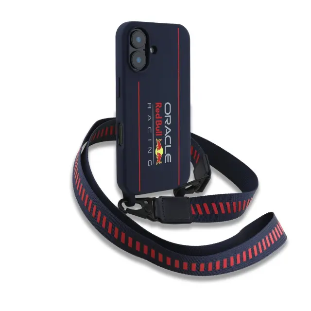 Red Bull Silicone Vertical Logo MagSafe Case + Crossbody Strap for iPhone 16 Navy 3