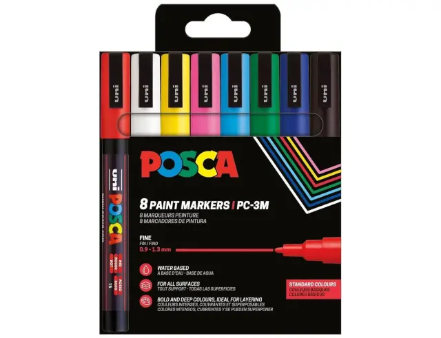 Μαρκαδόροι Σχεδίου Uni Posca PC-3M με πάχος μύτης 0.9-1.3mm - 8 τεμάχιαPC-3M/8P