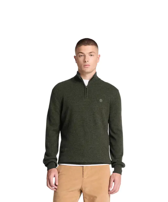 Timberland - Ανδρικό Πουλόβερ Jaffrey Wool Quarter-Zip Jumper TBC0YHA1U32 Χακί - S