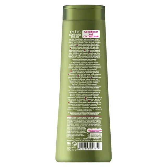 FARCOM Echo Conditioner Luminous Color Γαλάκτωμα Διατήρησης Χρώματος για Βαμμένα Μαλλιά 400ml 2
