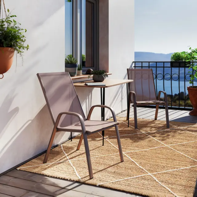 Πολυθρόνα Calan pakoworld μέταλλο σκούρo καφέ-textilene καφέ 55x75x90εκ 2