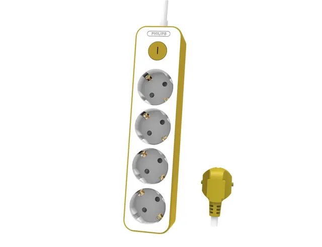 Πολύπριζο Προστασίας Philips CHP2145Y/GRS - 4 Sockets - 1.5 m - ΚίτρινοCHP2145Y/GRS