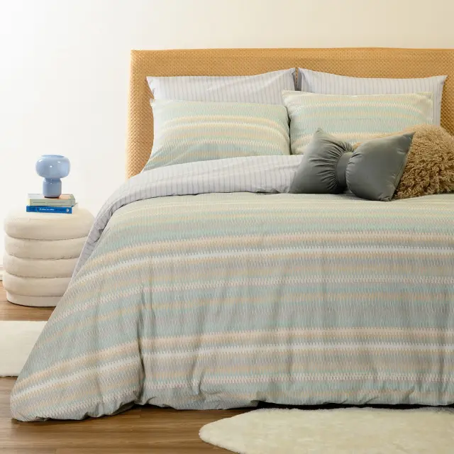 Σετ Σεντόνια 180x200+32 King Size Casual Line Melinen Minna Aqua Με Λάστιχο50% Βαμβάκι-50% Πολυέστερ