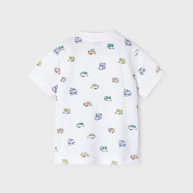 Mini 2 έως 10 ετών Πόλο σταμπωτό Better Cotton λευκό - 6Ε 3