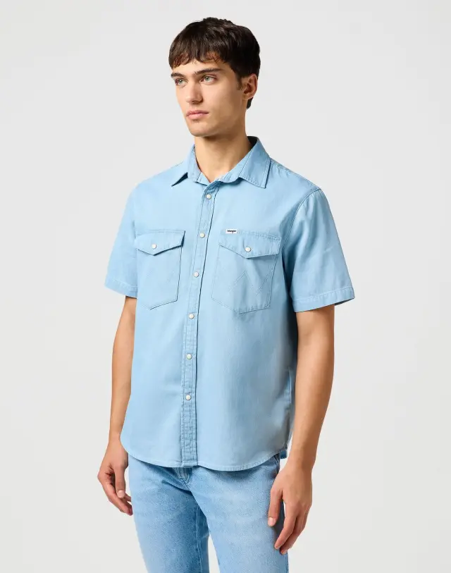 Wrangler Ανδρικό WESTERN Τζιν Πουκάμισο 112362749 – Light Blue - S