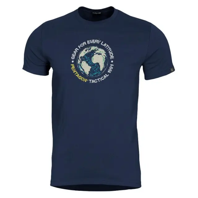 Pentagon Globe T-Shirt -Μπλούζα Κοντομάνικη για Καθημερινή Χρήση - 05MB-Midnight Blue-Σκούρο Μπλε