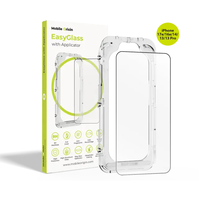 Mobile Origin EasyGlass with Applicator iPhone 17e/16e/14/13/13 Pro