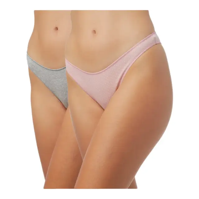 Minerva Γυναικείο Slip Miss Rio Invisible - Διπλό Πακέτο, Χρώμα Grey Mel-Pink Dots