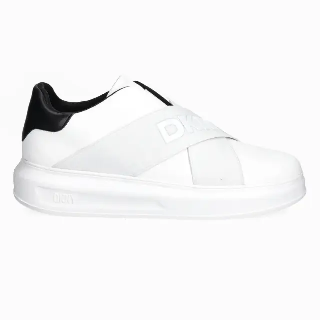 Γυναικεία Δερμάτινα Sneakers DKNY K4467549 WHT-BLK Λευκά Άσπρο - 37