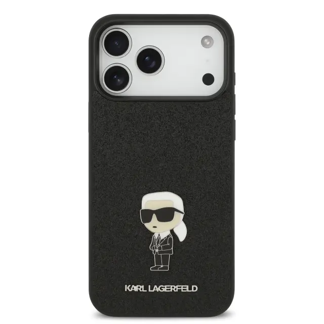 Karl Lagerfeld Fixed Glitter Metal Ikonik Case for iPhone 17 Pro Max Black 3