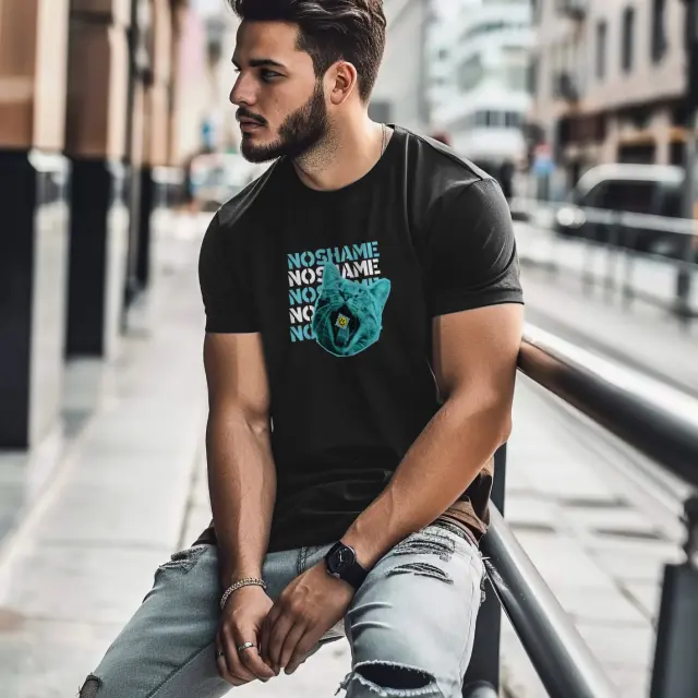 T-shirt Noshame® Μαύρο με τύπωμα - 122409 - XXL