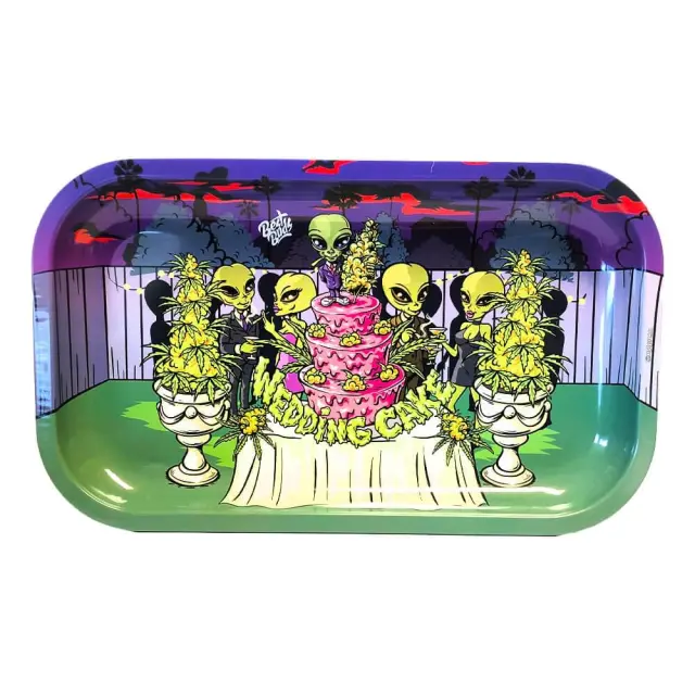 Best Buds Wedding Cake Metal Rolling Tray Long 16×27 cm