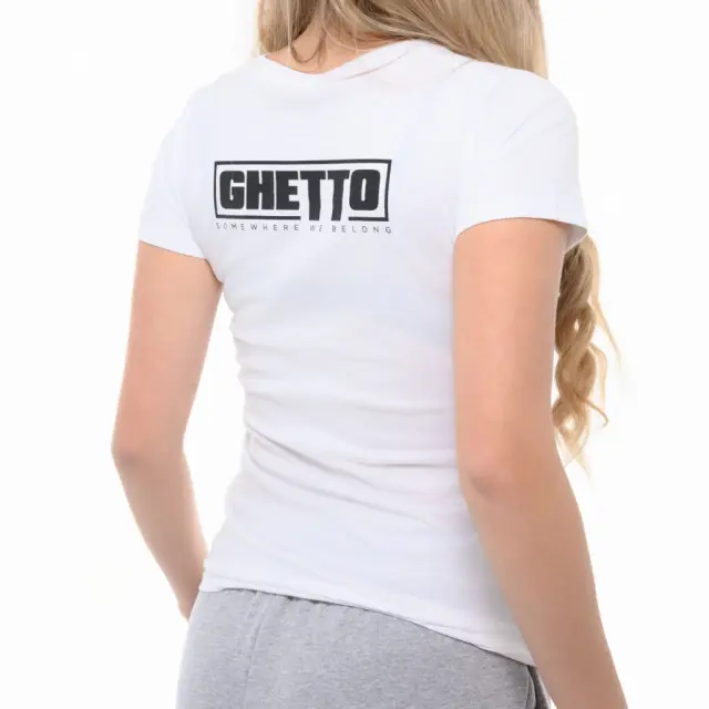 Ghetto Black Mask White T-Shirt Women’s | Somewhere We Belong 2