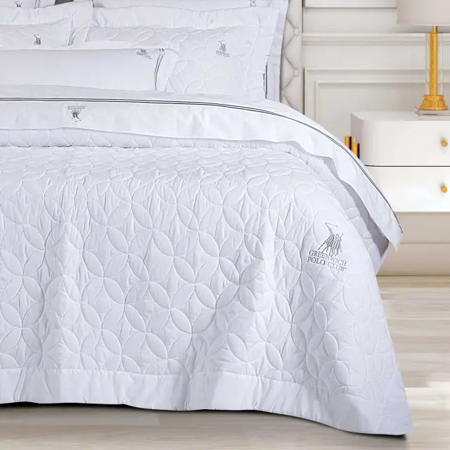 Κουβερλί 240x250 King Size Classic Greenwich Polo Club 2357 White 100% Microfiber 2