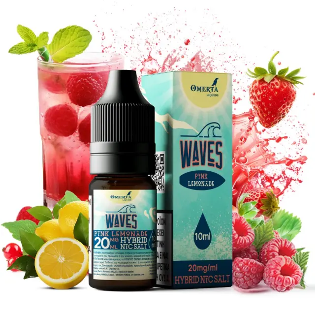 Pink Lemonade 10ml Hybrid Nic Salt - Waves by Omerta 10mg 2