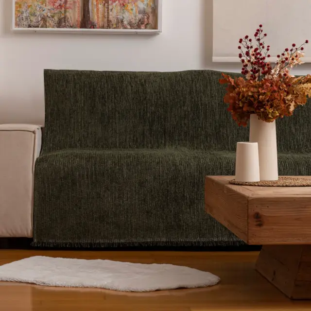 Ριχτάρι Σενίλ Πολυθρόνας Velvet Μπεζ 180 x 180 cm Μπεζ 180 x 180 cm