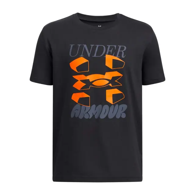 Under Armour Boy's Split Big Logo Shortsleeve T-Shirt Μαύρο - Πορτοκαλί 1390003-001 (Under Armour)