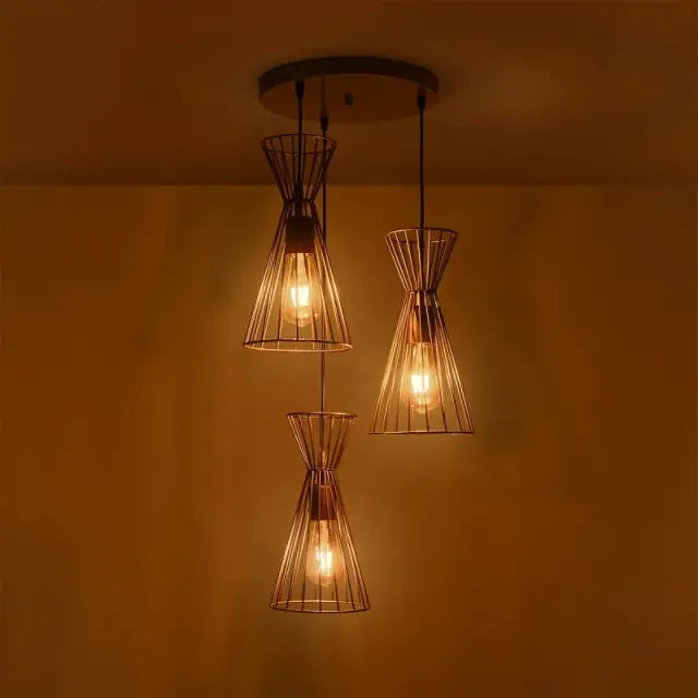 FLIXIO Vintage Κρεμαστό Φωτιστικό Οροφής Χρυσό με Ντουί 3 x E27 201-0126