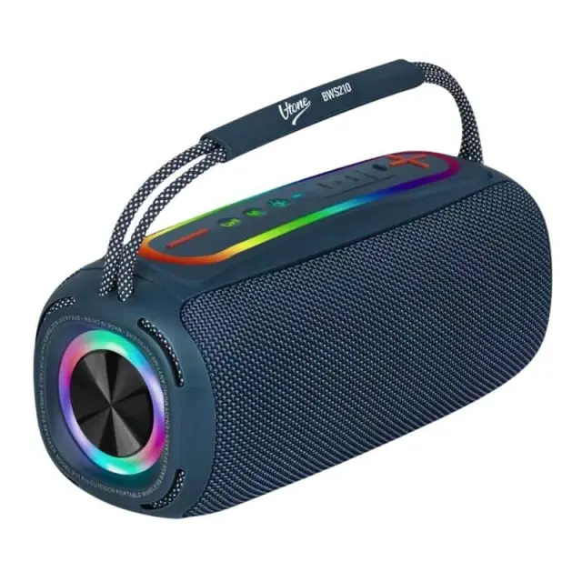 V-TONE BWS210 BL speaker Bluetooth wireless portable blue battery-powered USB microSD AUX MP3 FM 2x10W