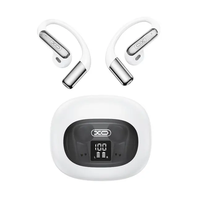 Bluetooth ακουστικά handsfree με θήκη φόρτισης και LED οθόνη, σε λευκό χρώμα