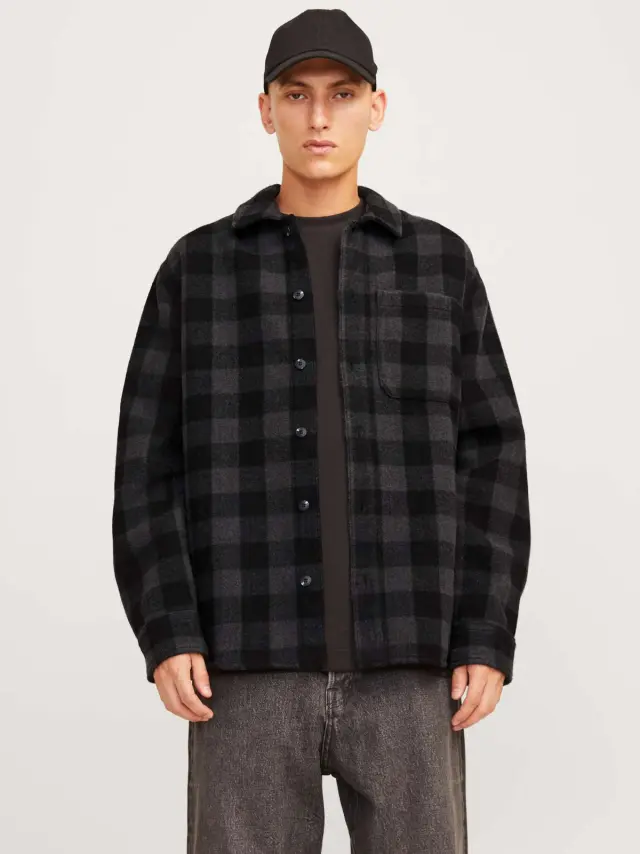 JJZAC HEAVY BRUSHED OVERSHIRT LS Asphalt 3