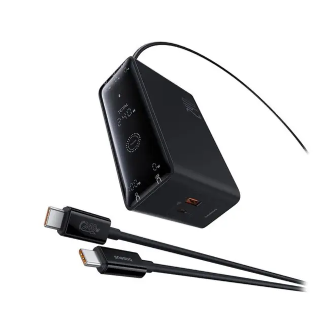 Baseus Φορτιστής Digital GaN 3x USB-C 1x USB-A 240W with Power Cable Black