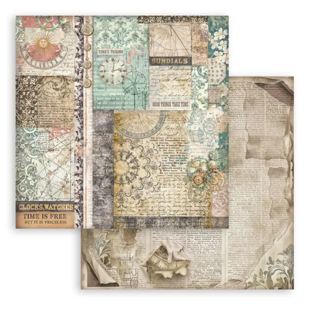 Χαρτιά scrapbooking 10τεμ, 20.3×20.3cm Stamperia, Gardens of Time, Backgrounds 3