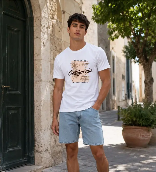 T-shirt Noshame® Λευκό με τύπωμα California - 162601 - XXL