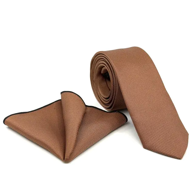 Ταμπά Γραβάτα Oxford 6,5 cm με Ασορτί Μαντήλι