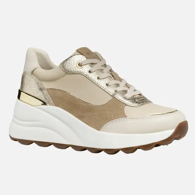 Γυναικεία Ανατομικά Δερμάτινα Sneakers Geox Spherica D65WAB 01122 C1S2L Μπεζ/Χρύσο Χρυσό - 37 2