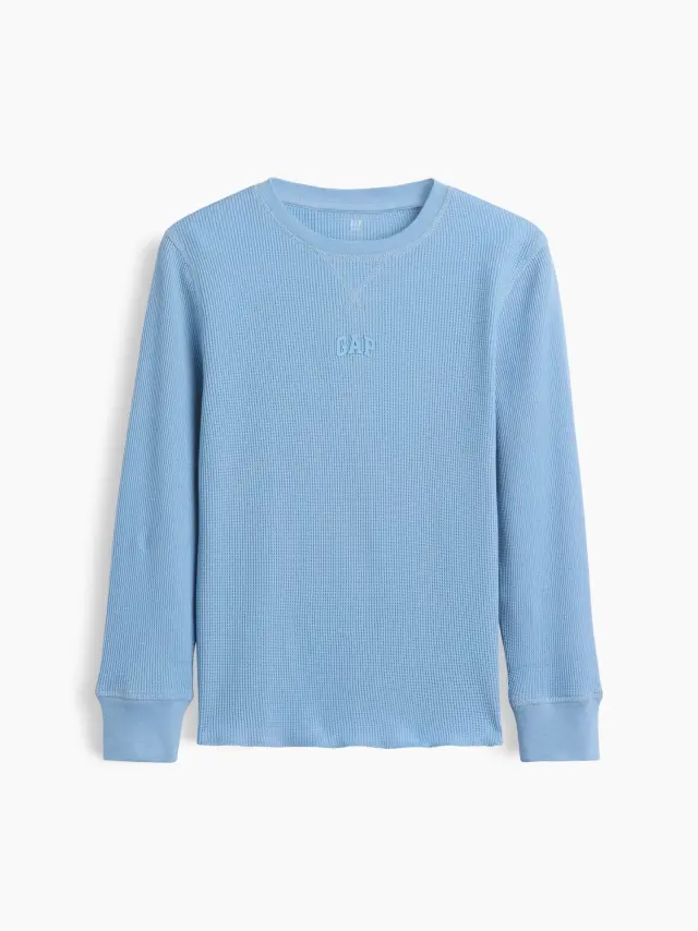 Παιδική Μπλούζα με Gap Mini-Logo σε Βάφλα Πλέξη BLUE SUEDE