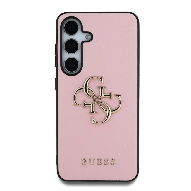 Guess PU Grained 4G Metal Logo Case for Samsung Galaxy S25+ Pink 3