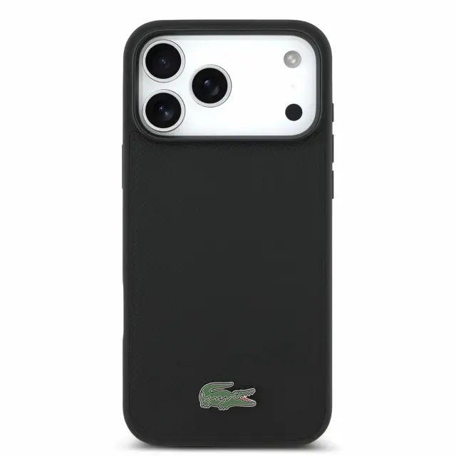 Lacoste PVC Iconic Petit Pique Metal Logo MagSafe Case for iPhone 18 Pro Max Black 3