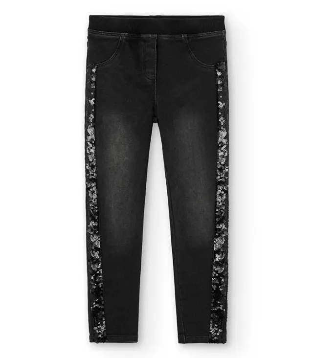 Boboli Basic Παντελόνι τζιν ελαστικό slim fit με παγιέτες στο πλάι για κορίτσι - 7Y
