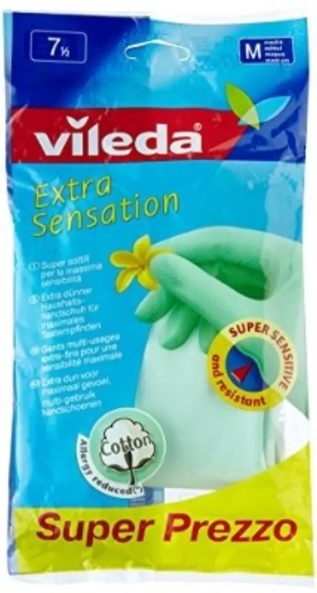 Vileda Extra Sensation Household gloves Green Cotton - Latex 1 pc(s)