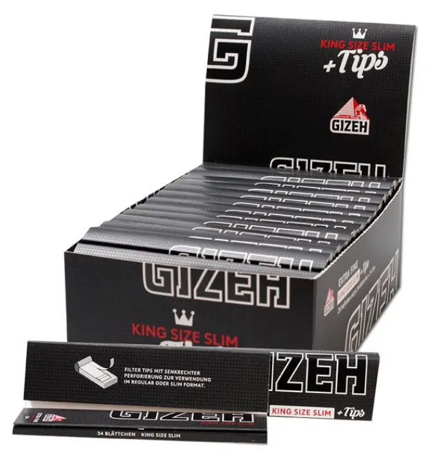 GIZEH Χαρτάκια Black King Size 34 φύλλα με Τζιβάνες - Μαγνητικό Κλείσιμο 3