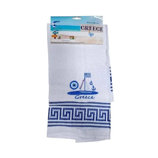 Πετσέτα ποτηρόπανο Souvenir με κέντημα - Σετ 12pcs - Greece - 416150