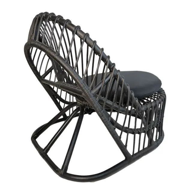 Πολυθρόνα Tromso paakoworld pe rattan σε μαύρη απόχρωση με μαύρο μαξιλάρι 80x85x98εκ 2