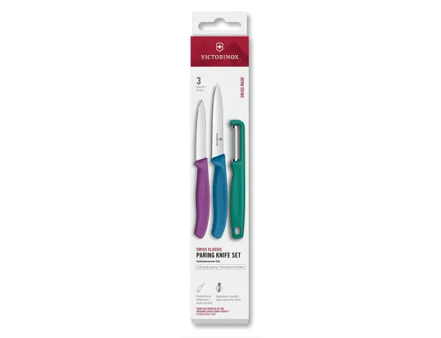 Σετ Μαχαίρια Γενικής Χρήσης & Αποφλοιωτής Victorinox Swiss Classic με μήκος λεπίδας 8cm και 10cm - Multicolour - 3 τεμάχια6.7116.33C1 2
