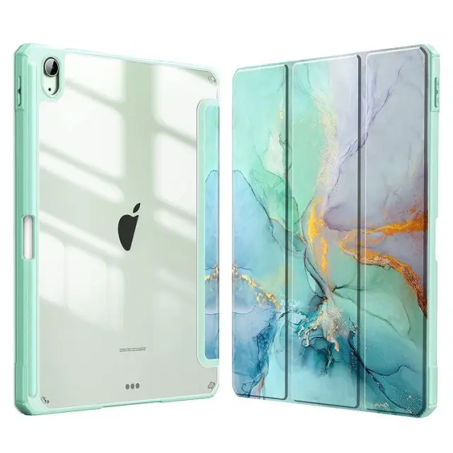 Flip Cover Θήκη για iPad 10.9″/11 (2025) με Pen Slot-Green Marble OEM