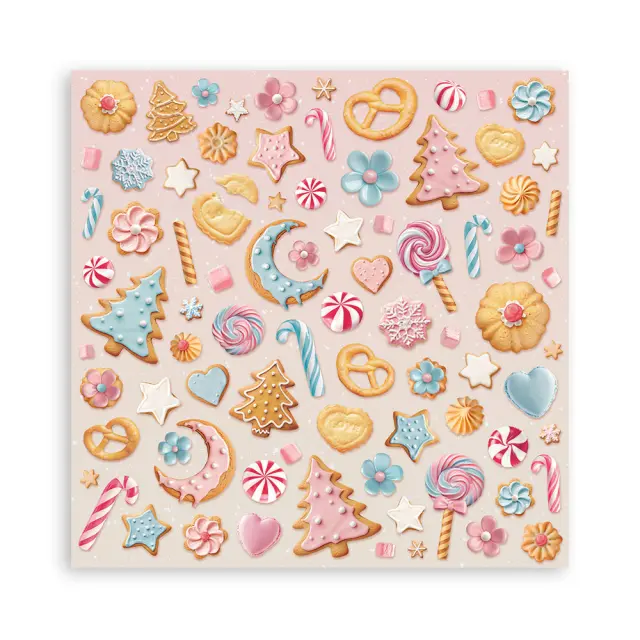 Σετ 22 Χαρτιά Scrapbooking Stamperia Μονής Όψης - Candy Christmas - 20.3x20.3cm 2