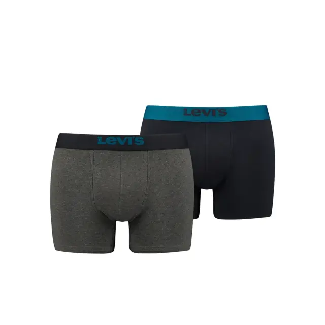 Levi's Ανδρικό Boxer Solid Basic Organic Cotton - Διπλό Πακέτο, Χρώμα Grey-Ocean