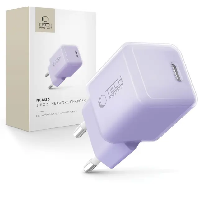 TECH-PROTECT NCM25 1-PORT NETWORK CHARGER PD 25W BABY PURPLE