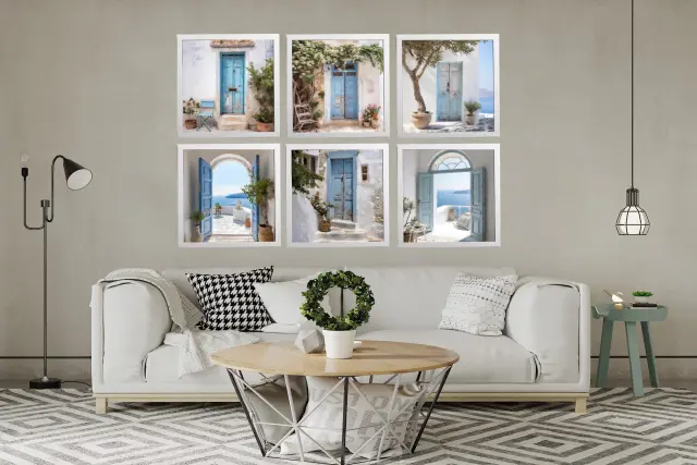 Θέμα (island ) 6 Κάδρα 37x37cm 6 κορνίζες ξύλινες χρώμα λευκό θέμα με πλαστικοποίηση (Κ 2033/3+ island) 2